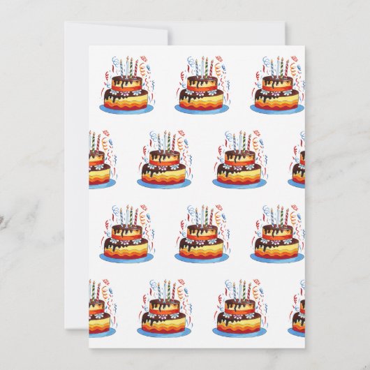 Kindergeburtstag Kuchen Zeichnend Personalisiert Einladung (Rückseite)