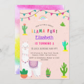 Kindergeburtstag Llama Alpaca Fun Einladung (Vorne/Hinten)