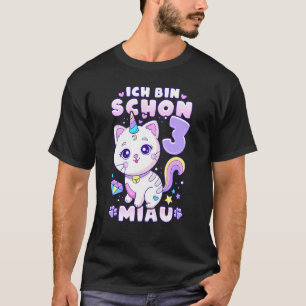 Kindergeburtstag Mädchen 3 Jahre alte Katze Einhor T-Shirt
