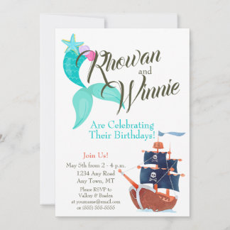 Kindergeburtstag Mermaids und Pirates Einladung