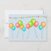 Kindergeburtstag mit bunten Balloons Dankeskarte (Rückseite)