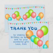 Kindergeburtstag mit bunten Balloons Dankeskarte (Vorne/Hinten)