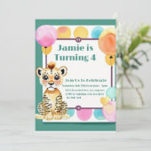 Kindergeburtstag mit der Einladung eines Tigers Cu (Stehend Vorderseite)