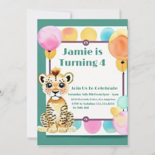 Kindergeburtstag mit der Einladung eines Tigers Cu