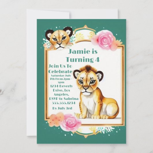 Kindergeburtstag mit Lion Cub Einladung (Vorderseite)