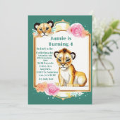 Kindergeburtstag mit Lion Cub Einladung (Stehend Vorderseite)