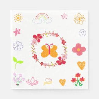 Kindergeburtstag Napkins in Gelb und Lila Serviette