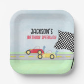 Kindergeburtstag Niedlich Boy Cartoon Rennwagen Cu Pappteller (Vorderseite)