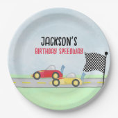 Kindergeburtstag Niedlich Boy Cartoon Rennwagen Cu Pappteller (Vorderseite)