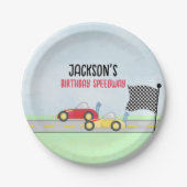 Kindergeburtstag Niedlich Boy Cartoon Rennwagen Cu Pappteller (Vorderseite)