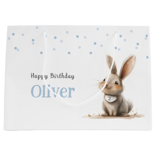 Kindergeburtstag Niedlich Bunny Große Geschenktüte (Vorderseite)