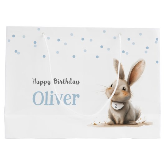 Kindergeburtstag Niedlich Bunny Große Geschenktüte (Rückseite)