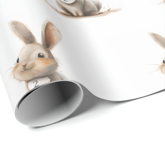 Kindergeburtstag Niedlich Kaninchen Geschenkpapier (Rolleneckpunkt)