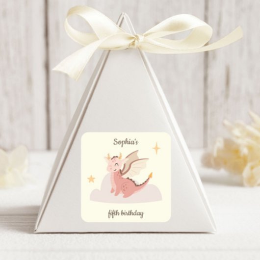 Kindergeburtstag niedlich Pastel Dragons Quadratischer Aufkleber