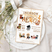 Kindergeburtstag niedlich Superhero Animals Einladung