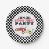 Kindergeburtstag Niedlicher Junge Cartoon Race Car Pappteller (Vorderseite)