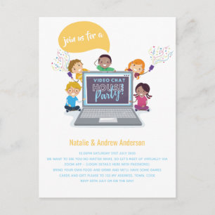 Kindergeburtstag Online Video Chat Virtual LiveStr Postkarte