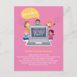 Kindergeburtstag Online Video Chat Virtual LiveStr Postkarte