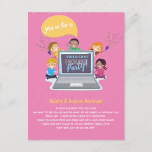 Kindergeburtstag Online Video Chat Virtual LiveStr Postkarte