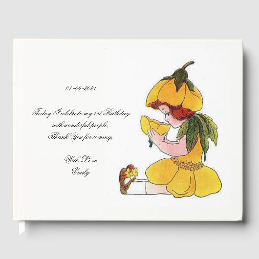 Kindergeburtstag Party Buttercup Niedlich Blume Mä Gästebuch (Vorderseite)