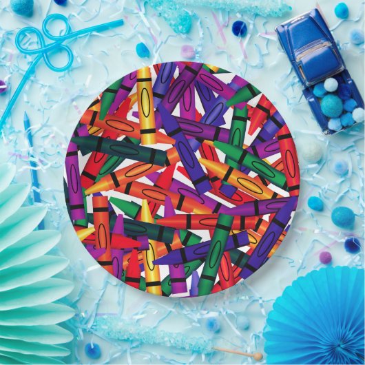 Kindergeburtstag Party Crayon Design 9 Teller (Party)