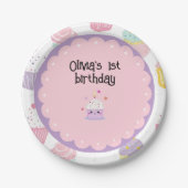 Kindergeburtstag Party cupcake Pastellmuster Pappteller (Vorderseite)