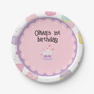 Kindergeburtstag Party cupcake Pastellmuster Pappteller