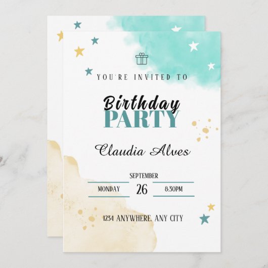 Kindergeburtstag-Party Einladung (Vorne/Hinten)