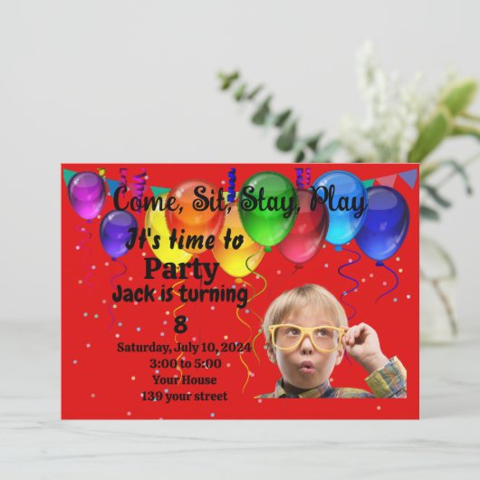 Kindergeburtstag Party Einladung (Stehend Vorderseite)