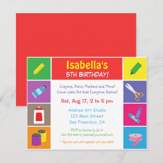 Kindergeburtstag  Party Einladung (Vorne/Hinten)