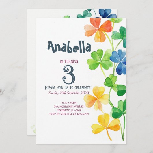 Kindergeburtstag Party Einladung Patrick Tag (Vorne/Hinten)