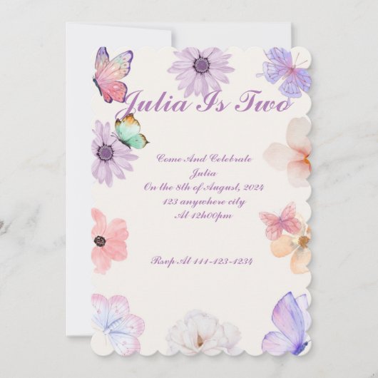 Kindergeburtstag Party Einladung, Schmetterling ei Einladung (Vorderseite)