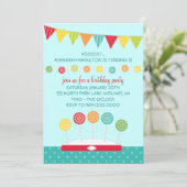 Kindergeburtstag Party Einladungen (Candy Theme) (Stehend Vorderseite)