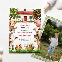Kindergeburtstag Party Farm Animes for Boy Foto Einladung