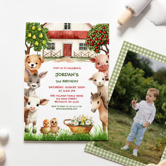 Kindergeburtstag Party Farm Animes for Boy Foto Einladung