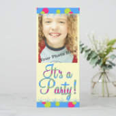 Kindergeburtstag Party Foto Einladungen (Stehend Vorderseite)