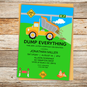 Kindergeburtstag-Party für den Bau von Dump Einladung