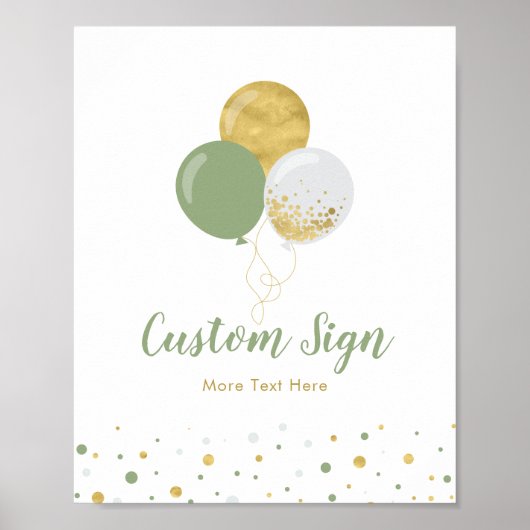 Kindergeburtstag-Party für Gold und Grüne Ballon Poster (Vorne)