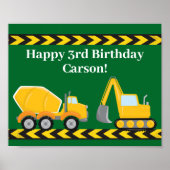 Kindergeburtstag Party Green Construction Trucks Poster (Vorne)