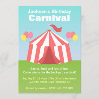Kindergeburtstag Party - Happy Backyard Carnival Einladung