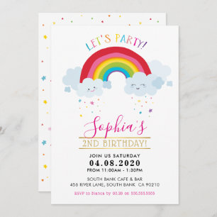 KINDERGEBURTSTAG PARTY INVITE Kawaii Regenbogenwol Einladung