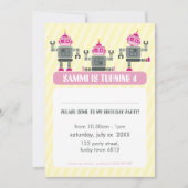 KINDERGEBURTSTAG PARTY INVITE Modernes Robotertrio Einladung (Vorderseite)
