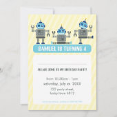 KINDERGEBURTSTAG PARTY INVITE Modernes Robotertrio Einladung (Vorderseite)