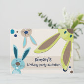 KINDERGEBURTSTAG PARTY INVITE niedliche Bunny Peki Einladung (Stehend Vorderseite)