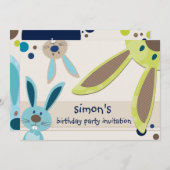 KINDERGEBURTSTAG PARTY INVITE niedliche Bunny Peki Einladung (Vorne/Hinten)