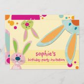 KINDERGEBURTSTAG PARTY INVITE niedliche Bunny Peki Einladung (Vorne/Hinten)