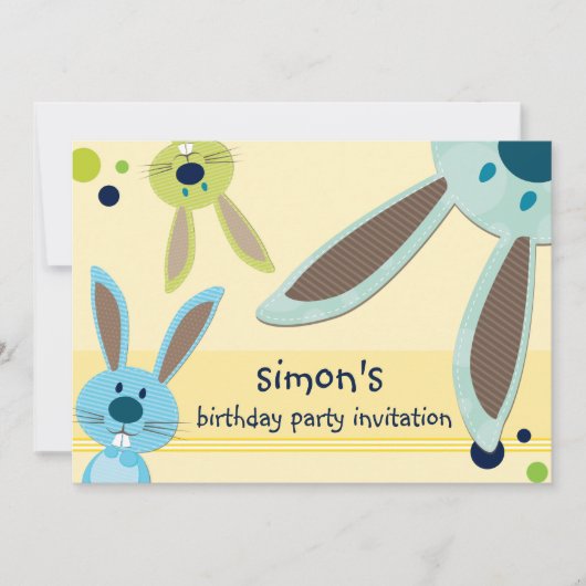 KINDERGEBURTSTAG PARTY INVITE niedliche Bunny Peki Einladung (Vorderseite)