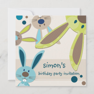 KINDERGEBURTSTAG PARTY INVITE niedliche Bunny Peki Einladung