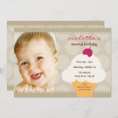 KINDERGEBURTSTAG PARTY INVITE niedlicher Eiskegelk Einladung (Vorne/Hinten)