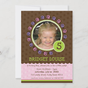 KINDERGEBURTSTAG PARTY INVITE niedlicher Ladybird- Einladung